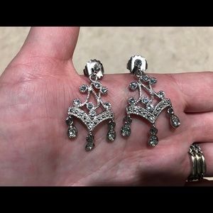 Pierced earrings, chandelier style w/rhinestones